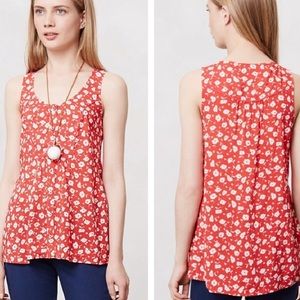 Anthropologie Maeve Red Floral Button Top